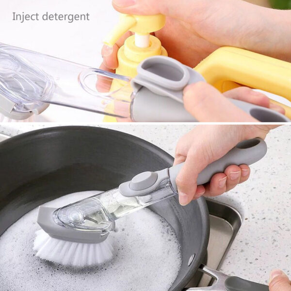 1 5Pcs Double Use Kitchen Cleaning Brush Scrubber Dish Bowl Washing Sponge Automatic Liquid Dispenser Kitchen 1