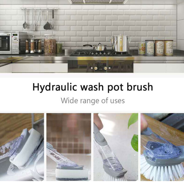 1 5Pcs Double Use Kitchen Cleaning Brush Scrubber Dish Bowl Washing Sponge Automatic Liquid Dispenser Kitchen 4