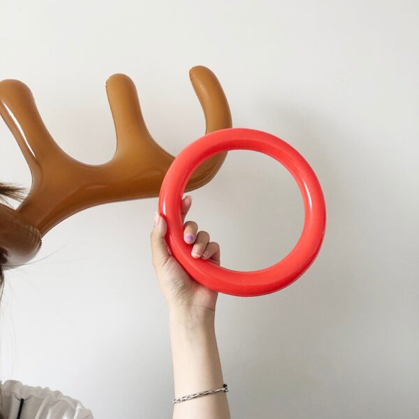 1 Set PVC Inflatable Antlers Shape Toy Christmas Family New Year Party Fun Throw Ring Interactive 1