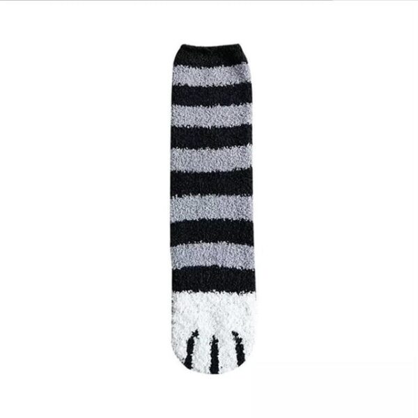 1 pair of plush coral fleece socks female tube socks autumn and winter cat claws