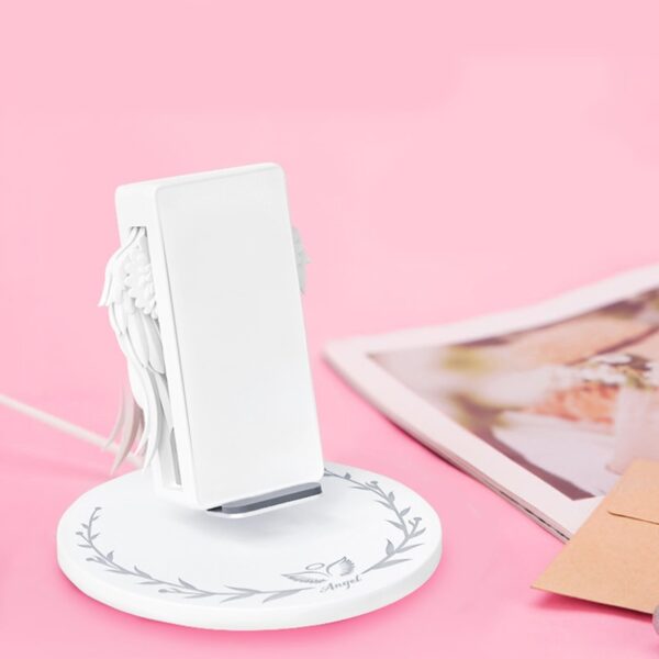 10W Wireless Charger Angel Wings Night Light Mobile Phone Wireless Charger for Android Apple USB Fast 3