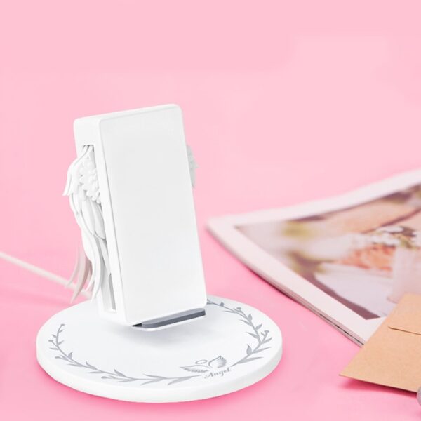 10W Wireless Charger Angel Wings Night Light โทรศัพท์มือถือที่ชาร์จไร้สายสำหรับ Android Apple USB Fast 3