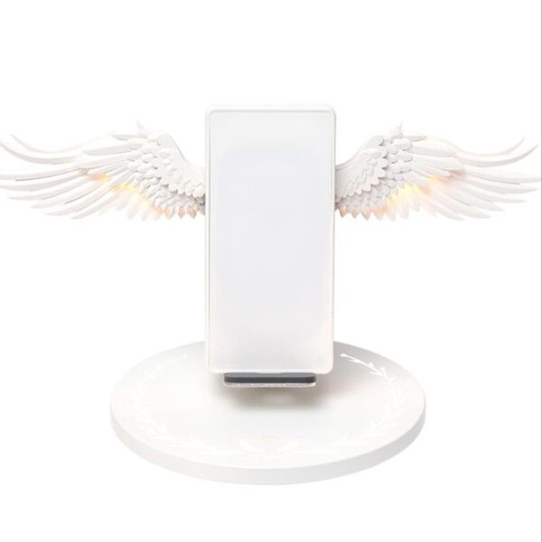 10W Wireless Charger Angel Wings Night Light โทรศัพท์มือถือที่ชาร์จไร้สายสำหรับ Android Apple USB Fast 5