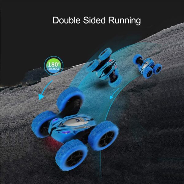 360 Degrees Rotating Double Sided RC Stunt Car with Light 1 24 Modeling Toy for Kids 3