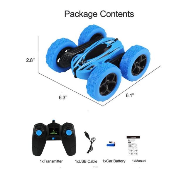 360 Degrees Rotating Double Sided RC Stunt Car with Light 1 24 Modeling Toy for Kids 4