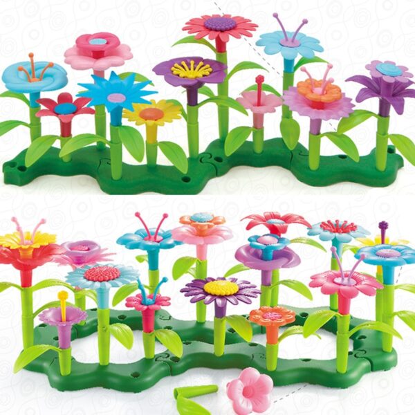 Set de 46 de bucăți Dream Garden Series Girls Flower Blocuri de interconectare Jucării Blocuri educative de asamblare Caramizi creative DIY 1