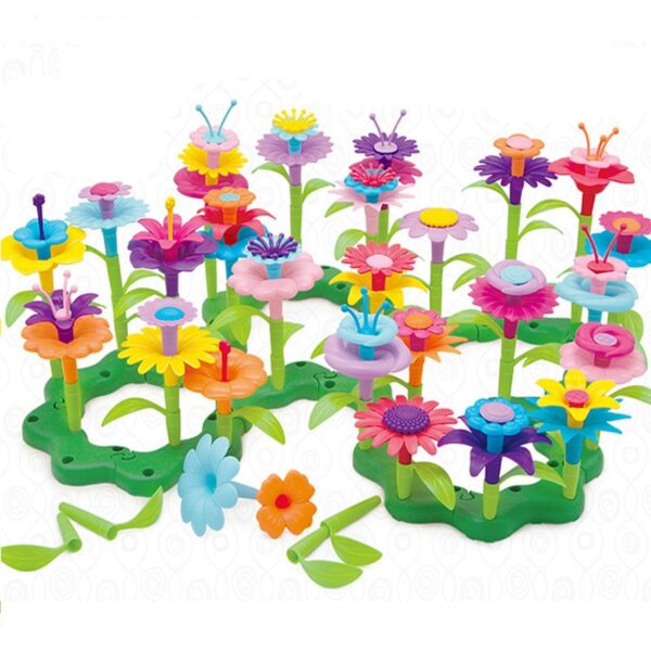 46pcs / set Dream Garden Series Bloques de interconexión de flores para niñas Juguetes Bloques de ensamblaje educativo Ladrillos creativos DIY 2