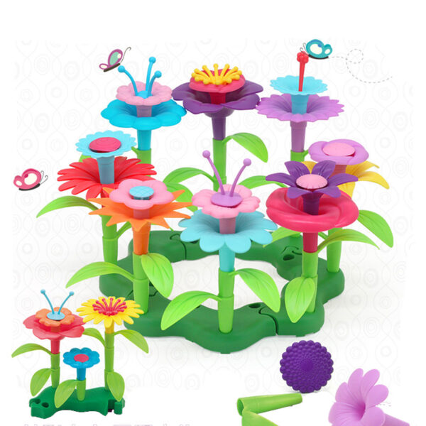 46件套夢幻花園系列女孩花朵連線積木玩具益智拼裝積木創意DIY積木3