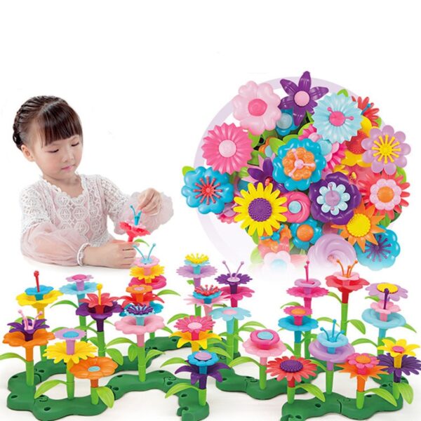 46pcs set Dream Garden Series Girls Flower Interconnecting Blocks Toys Educational Assembly Blocks Creative DIY Bricks