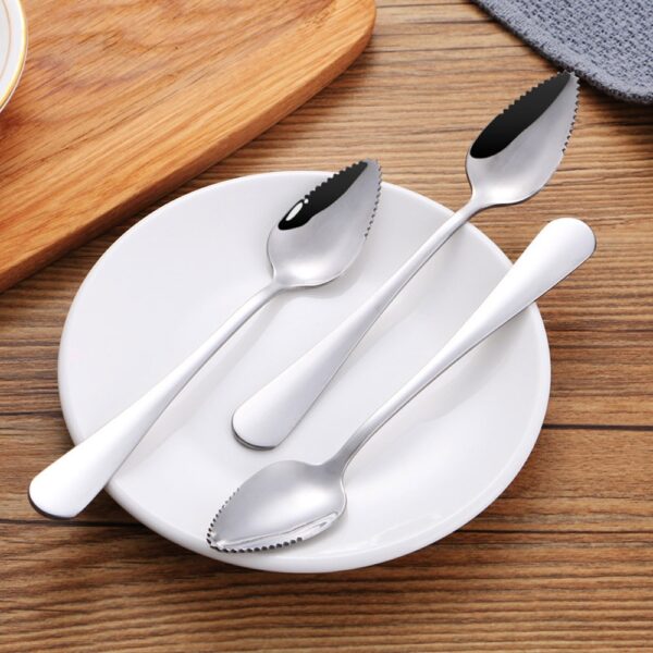 4PC Long Handle Stainless Steel Spoons Fruit Grapefruit Spoon Mirror Polishing Dessert Coffee Stirring Spoons Tea 3