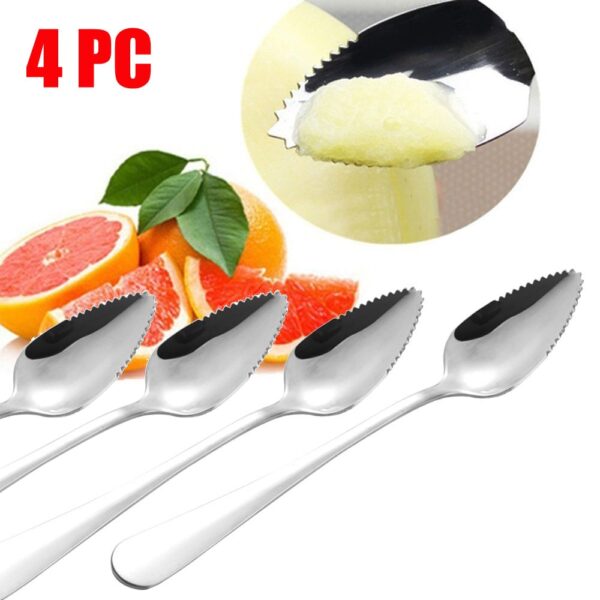 4PC Long Handle Stainless Steel Spoons Fruit Grapefruit Spoon Mirror Polishing Dessert Coffee Stirring Spoons Tea