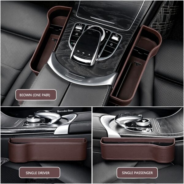 Car Seat Gap Slit Pocket Catcher Organizer PU Leather Storage Box Phone Bottle Cups Holder Auto 1