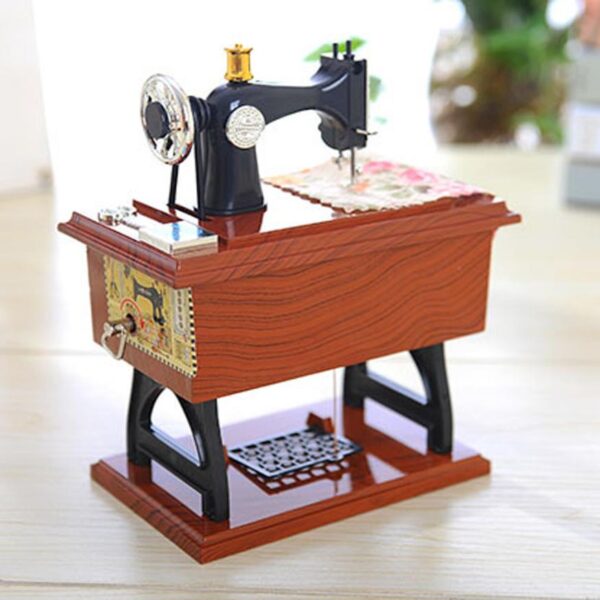 Chinese Vintage Music Box Mini Sewing Machine Clockwork Power Style Mechanical Birthday Gift Home Table Decor 9