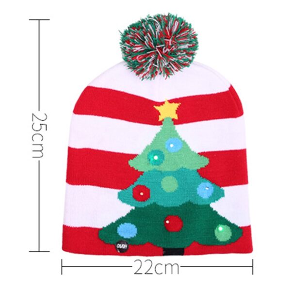 Christmas Hat with Light Soft Warm Christmas Tree Snowflake Gingerbread Man Print Christmas Hats Beanie Knitted 5