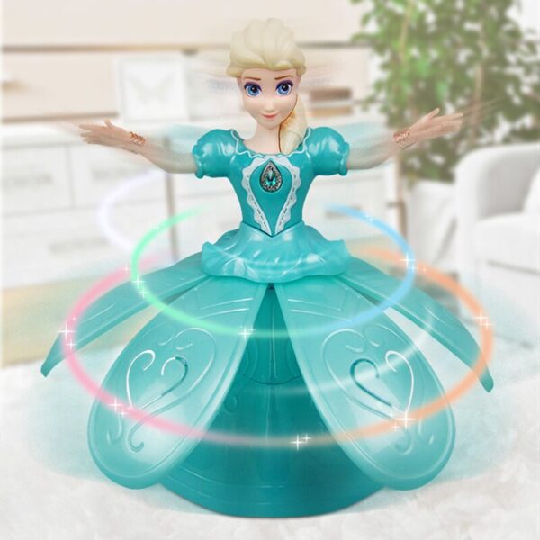 Electric Dancing Princess Doll Toys Elsa Anna Doll with Wings Action Figure Rotating Projection Light Music 3
