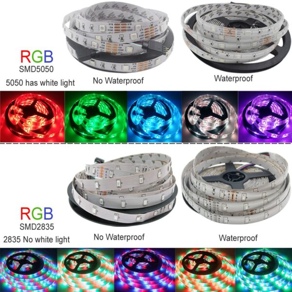 LED Strip Light RGB 5050 SMD 2835 Fleksibelt bånd fita LED Light Strip RGB 5M 10M 4