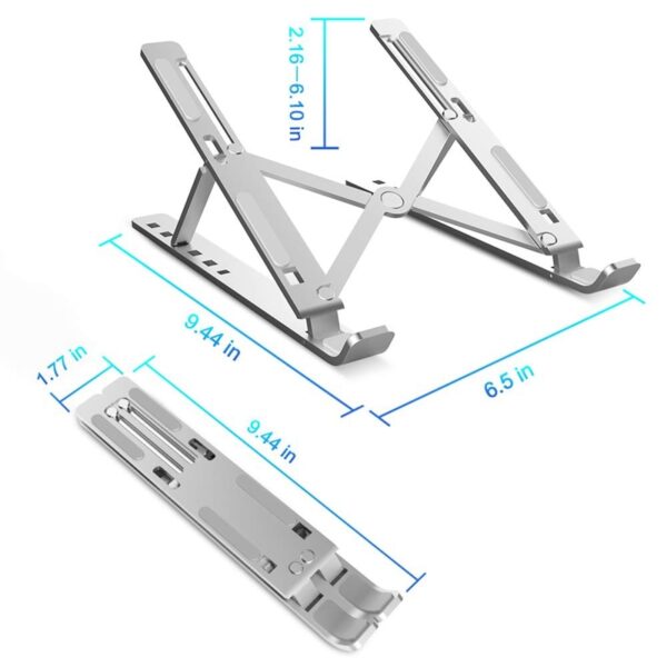 Laptop Stand Portable 6 Heights Adjustable Aluminum Desktop Ventilated Cooling Holder Folding Ultra para sa Macbook Up 3