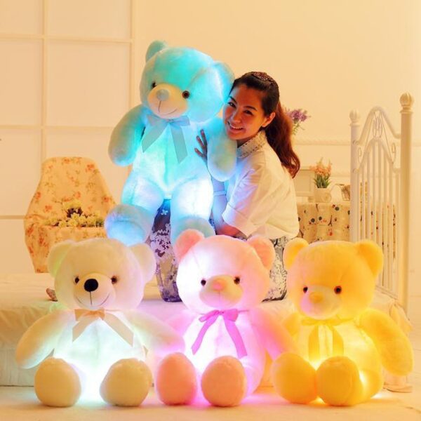 Luminous 30 50 80cm Creative Light Up LED Teddy Bear Stuffed Animal Plush Toy Colorful Glowing 2