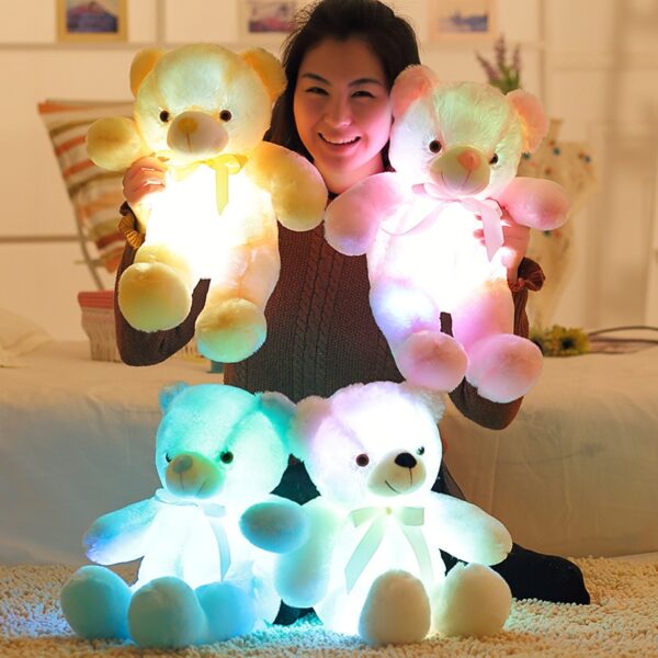 Luminous 30 50 80cm Creative Light Up LED Teddy Bear Stuffed Animal Plush Toy Colorful Glowing 3