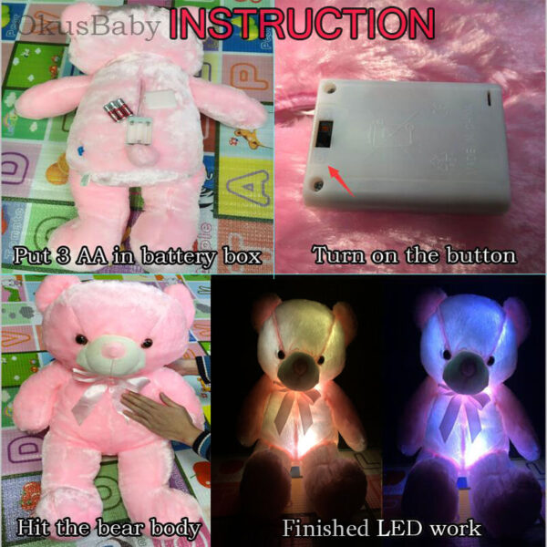 Luminous 30 50 80cm Creative Light Up LED Teddy Bear Stuffed Animal Plush Toy Colorful Glowing 5