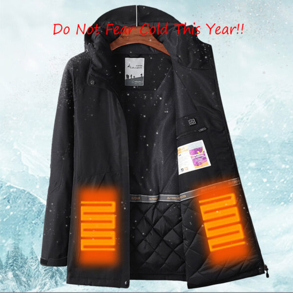 Men Women Winter Thick USB Heating Cotton Jackets Outdoor Waterproof Windbreaker Hiking Camping Trekking Climbing Skiing 1