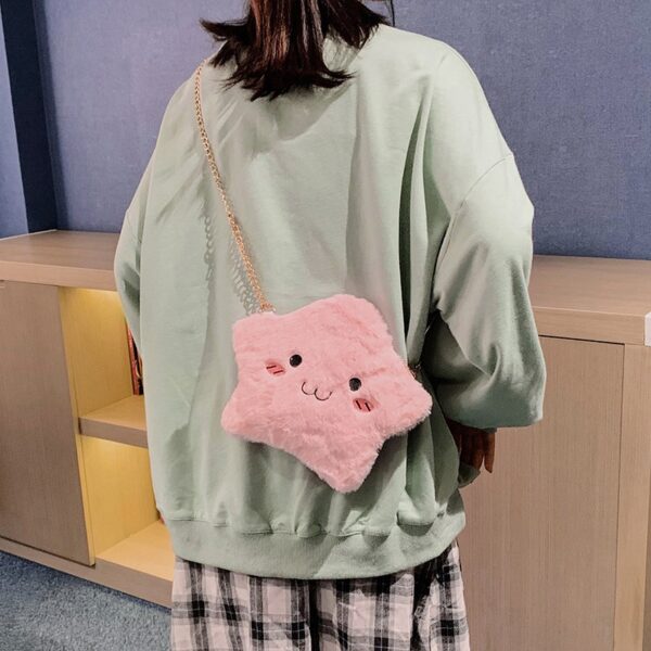 New Fashion Cute Cartoon Small Fresh Soft Plush Stars Shoulder Bag Student Plush Slung Girl Bag 1