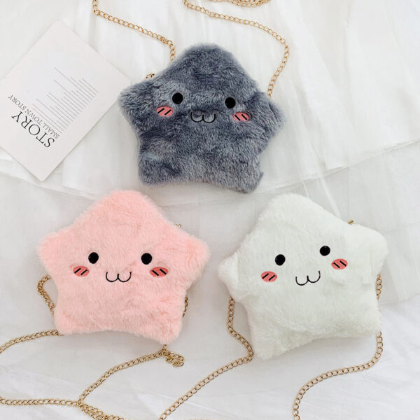 New Fashion Cute Cartoon Small Fresh Soft Plush Stars Shoulder Bag Student Plush Slung Girl Bag