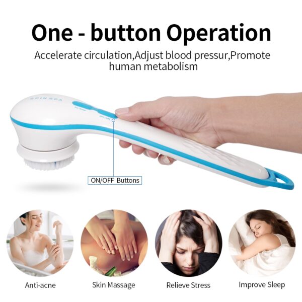 New spin spa multi functional long handle rubbing back bath scrubber waterproof electric massage bath brush 2