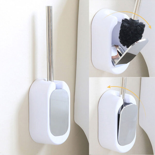 Punch Free Bathroom Set Long Handle Cleaning Toilet Brush Home Wall Mount Modern Storage Box 1