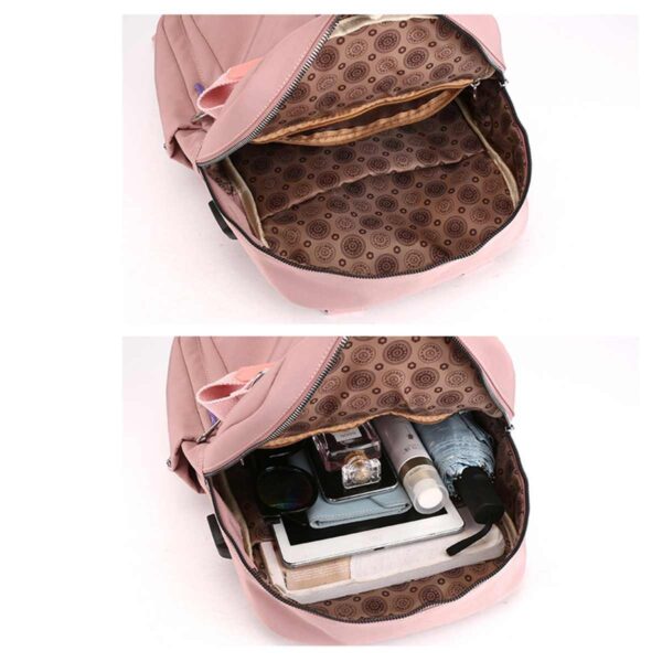Women Nylon School Backpacks Anti Theft USB Charge Backpack Waterproof Bagpack School Bag Para sa Teenage Girls 4