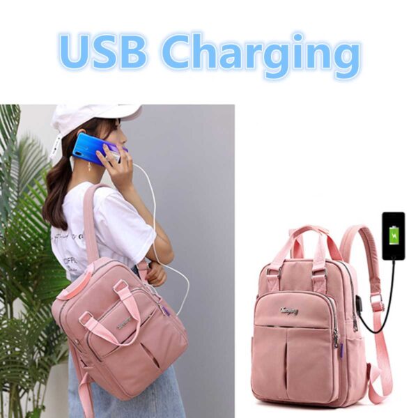 Women Nylon School Backpacks Anti Theft USB Charge Backpack Waterproof Bagpack School Bags For Teenage Girls 5