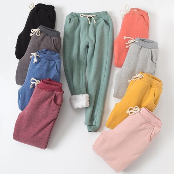 Women Pants Solid Elastic Waist Thick Harem Pants 2019 Winter Korean version New Lambskin Cashmere Warm 2