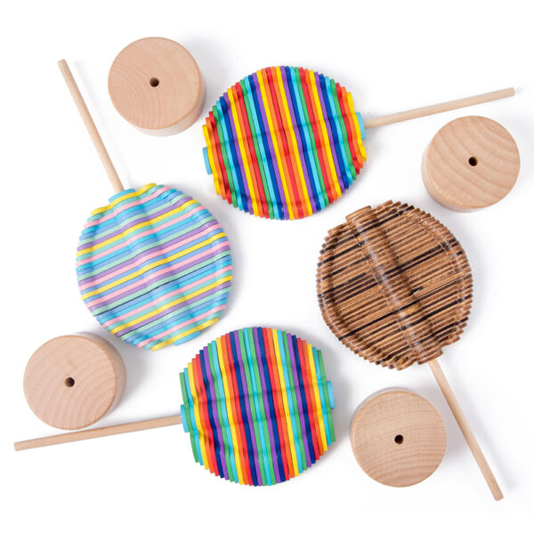 Wood Leaves Spinning Lollipop Rotary Relief Bar Toys Magic Stress Relief Toy for Adults Children Gift 2