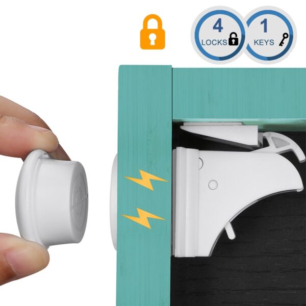 10Locks 2 keys Baby Safety Magnetic Locks Set Child Kids Protection Cabinet Door Drawer Locker Security 1