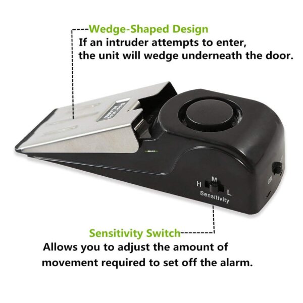 120dB Mini Wireless Vibration Alarm Door Stop Alarm for home Wedge Shaped Stopper Alert Security System 2