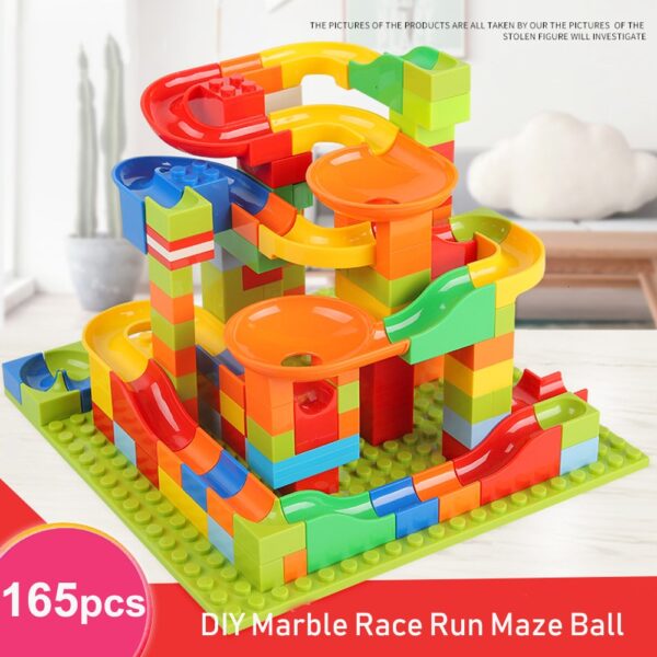 165 330PCS Marble Race Run Maze Ball Track Building Blocks Plastic Construction Tunnel Slide Blocks Toys 1