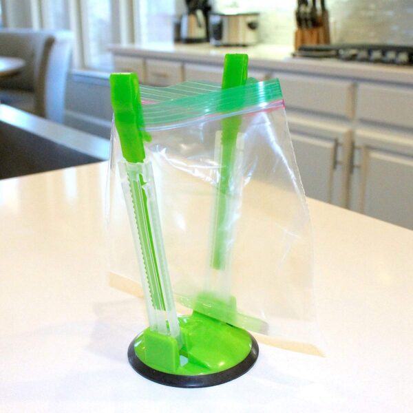 2 Piece Baggy Rack Hands Free Clip Food Storage Freezer Baggy Holder Bag Holder For Plastic 4