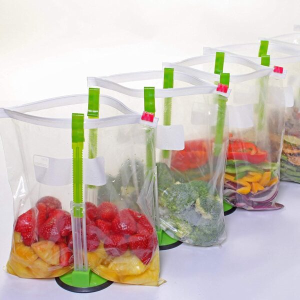 2 Piece Baggy Rack Hands Free Clip Food Storage Freezer Baggy Holder Bag Holder For Plastic 5