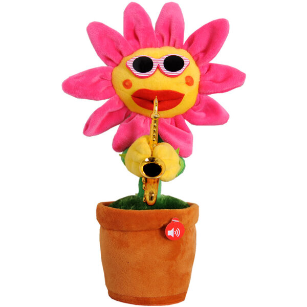2019 Newest Saxophone Dancing And Singing Flower Enchanting Sunflower Soft Stuffed Plush Toys Funny Electric Toys
