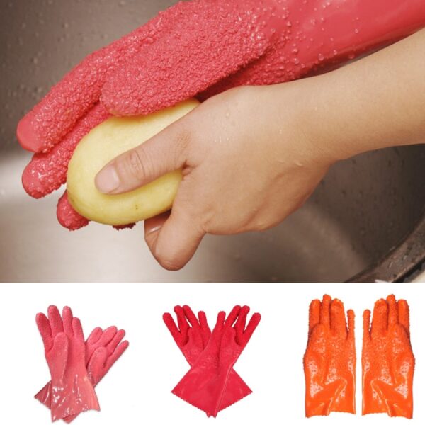 2Pcs Pair Creative Peeled Potato Cleaning Gloves Kitchen Vegetable Rub Fruits Skin Scraping Fish Scale Non