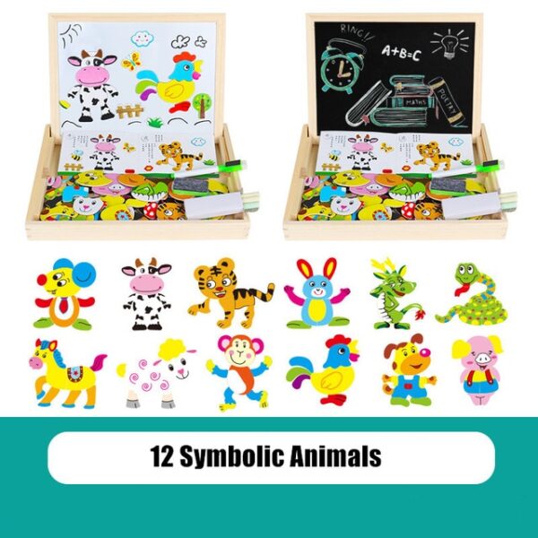 3D Wooden Magnetic Puzzle Toys Sticker Montessori Baby Dress Up Educational Figure Animals Vehicle Drawing Board 4.jpg 640x640 4