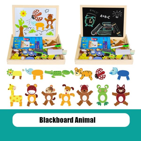 3D Wooden Magnetic Puzzle Toys Sticker Montessori Baby Dress Up Educational Figure Animals Vehicle Drawing Board 5.jpg 640x640 5