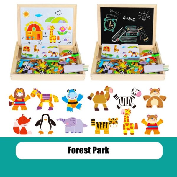 3D Wooden Magnetic Puzzle Toys Sticker Montessori Baby Dress Up Educational Figure Animals Vehicle Drawing Board 7.jpg 640x640 7