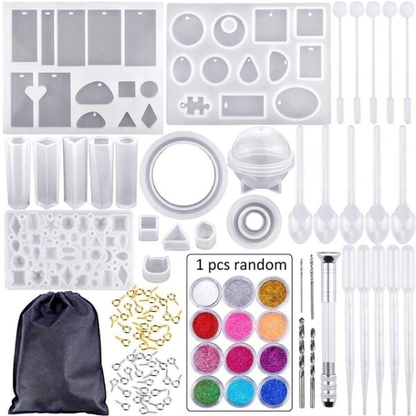 83 Pieces Silicone Casting Molds And Tools Set With A Black Storage Bag For Diy