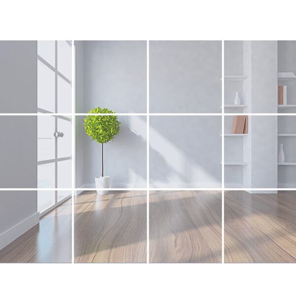 9 16 32 Pcs Mirror Tile Wall Sticker Square Self Adhesive Room Decor Stick On Modern 2