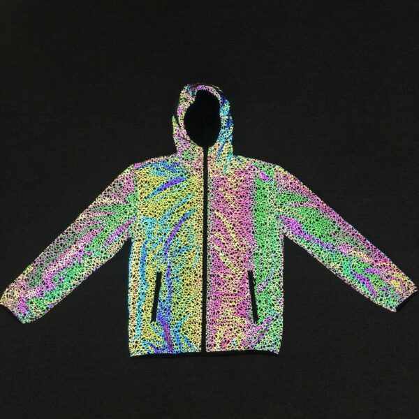 Autumn winter men colorful stripe reflective jacket man reflect light shiny windbreaker punk hip hop coat 1