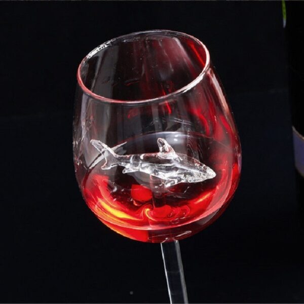 Built in Shark Wine Glass New Design Goblet Whiskey Glass Dinner Decorate Handmade Crystal For Party 2