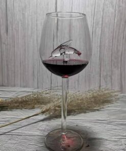 Built in Shark Wine Glass New Design Goblet Whiskey Glass Dinner Decorate Handmade Crystal For Party 5