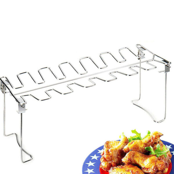 Chicken Duck Holder Rack Grill Stand Stainless Steel Chicken Wing Leg Rack Grill Holder with Drip 4