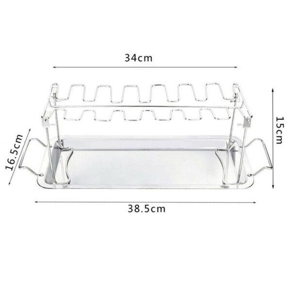 Chicken Duck Holder Rack Grill Stand Stainless Steel Chicken Wing Leg Rack Grill Holder with Drip 5